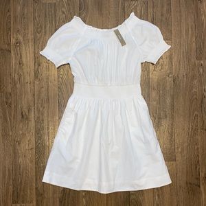 NWT J. Crew Smocked White Dress XS